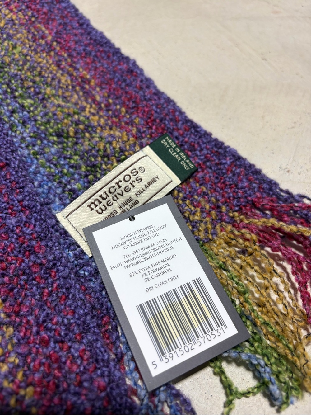 Mucros weavers skellig scarf NWT Ireland merino wool multicolor - Picture 3 of 8
